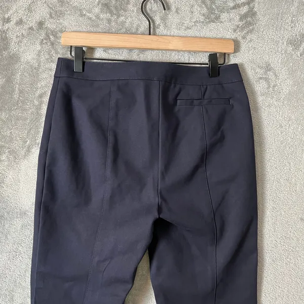 Tory Burch Cotton Mid Rise‎ Straight Leg Ankle Pants Navy Blue 6 Career Office - Image 4