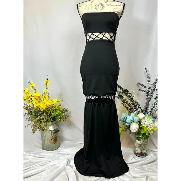 Runaway The Label Mae Partially See Through Maxi Dress Black S - Image 6