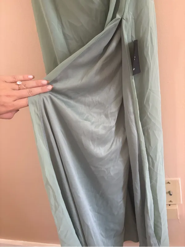 Lulus Eliora Sage Green Lace Cowl Neck Chiffon Maxi Dress Size Small NWT Formal - Image 10