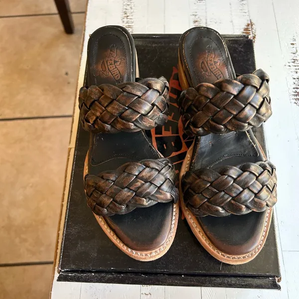 Freebird ginger braided distressed black leather sandals - Image 3