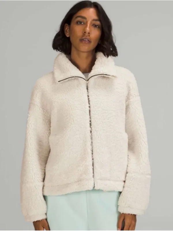 Lululemon Cinchable Fleece Zip Up Jacket in White Opal Size 4 - Image 2