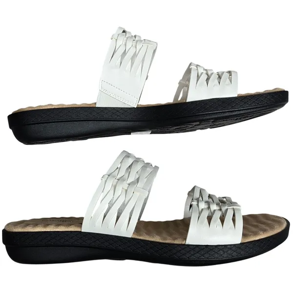 Comfort Wave Easy Street Agata White Woven Strap Slide Sandals‎ Women's Size 8.5 - Image 4