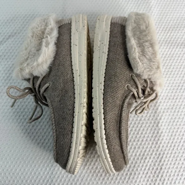 Hey Dude Wendy Fold Nut Brown Wool Faux Fur Lined Moccasin Loafers Womens W8 - Image 5