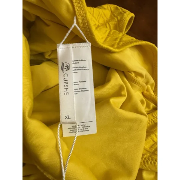 🧷 CUPSHE WOMEN'S ONE PIECE SWIMSUIT CUTOUT SCALLOP TRIM, XL, Yellow🆕 - Image 9