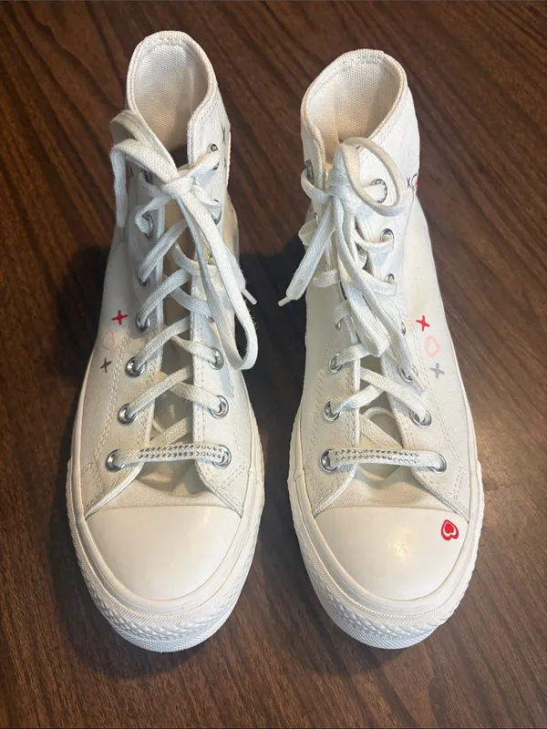 Converse Size 8 Chuck Taylor All Star Lift Hi Y2K Heart Egret - Image 2