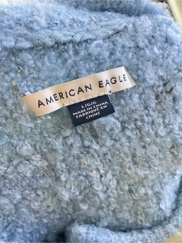 American Eagle Outfitters Cozy Boucle Cardigan in Light Blue Size Large - Image 3