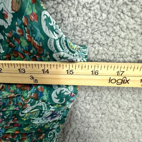 Floral Print Dress Green Sleeveless Sundress Summer Casual Party‎ - Image 6