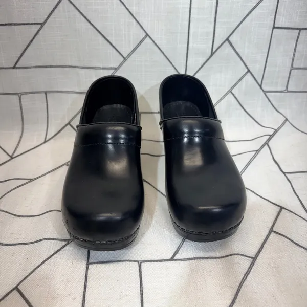 Sanita Professional Clogs‎ Size 40 Black Leather Slip On Comfort Shoes - Image 7