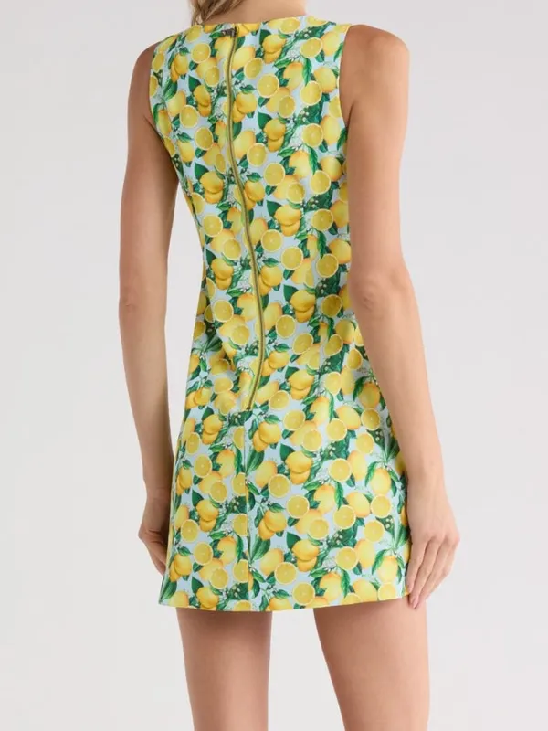 Alice + Olivia Clyde Lemon Print A-Line Shift Dress NWT Size 10 - Image 3