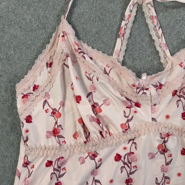 Jessica Simpson Size Large Pink Red Floral Lace Trim Cami Camisole Tank Top - Image 4