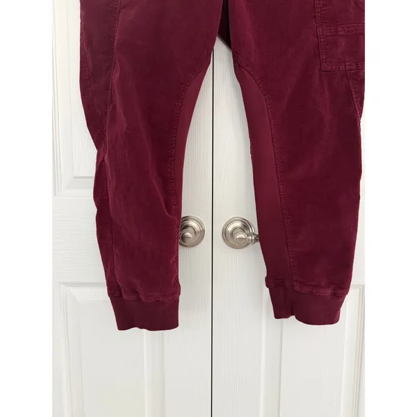 Anthropologie Leigh Corduroy Cargo Jogger Pants Burgundy Maroon Utility - Image 6