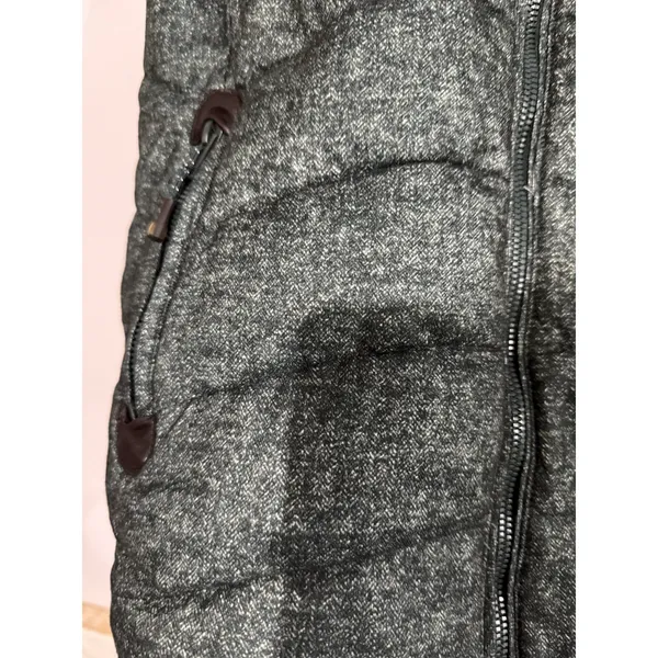 Green Tea‎ Heather Green Hoodie Soft White Faux Fur Lined Puffer Vest size L - Image 2