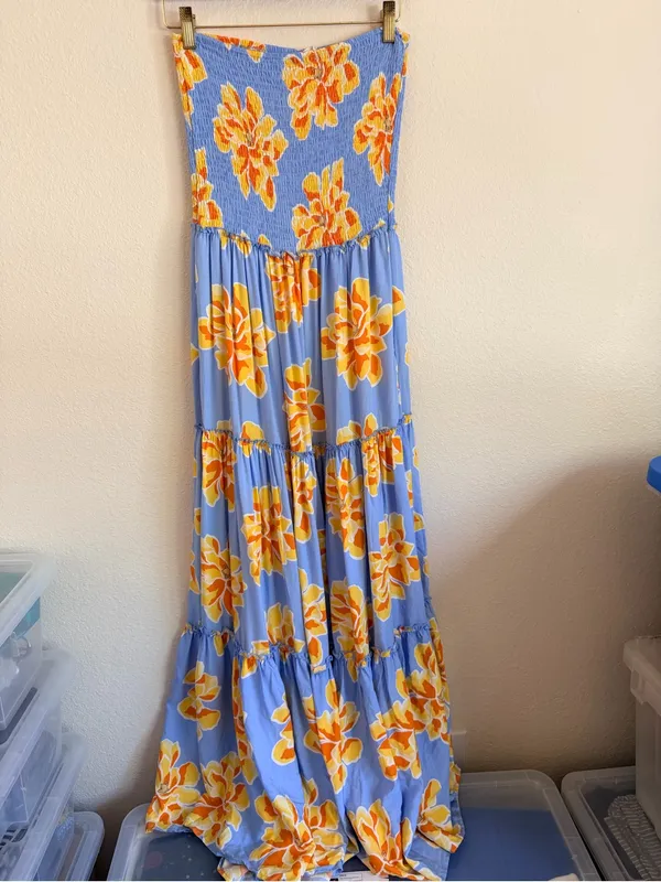 Abel the Label Anthropologie tube top strapless maxi tiered Summer dress, sz L - Image 4