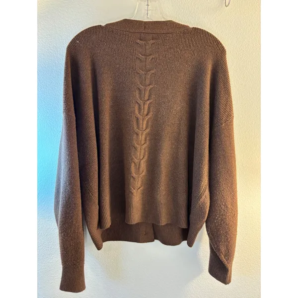 Auden Luxury Collection Brown Ribbed Button Front Cardigan XL NWT - Image 2