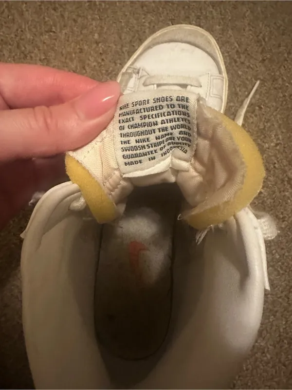 Nike White High-Top Sneakers with Black Swoosh and Yellow Tongue Tab - Image 4