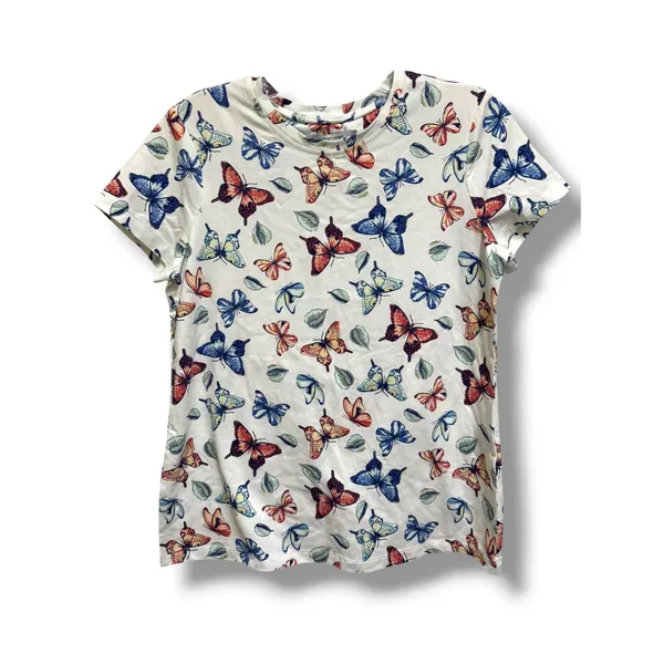 Chico's Butterfly Perfect Tee Size 0 S NWT Alabaster Cotton Stretch Cap Sleeve - Image 2