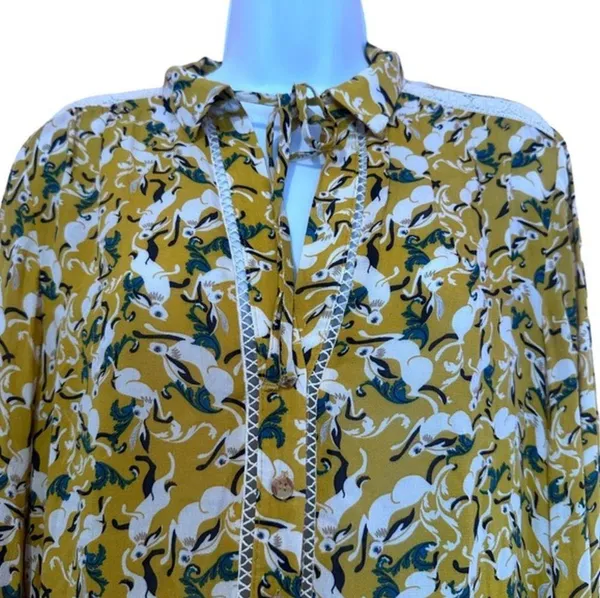 Anthropologie Maeve Janie Peasant‎ Rabbit Blouse Size 2 - Image 5