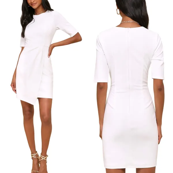 Lulus Westwood White Half Sleeve Sheath Dress in Large NWT - Image 2