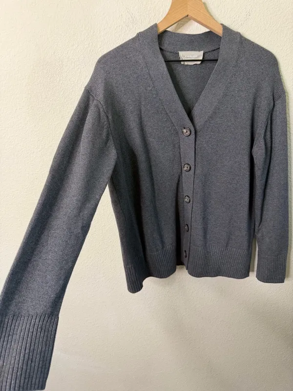 Everlane Classic Cardigan in Everyday Cotton Gray Mens‎ Size S - Image 4