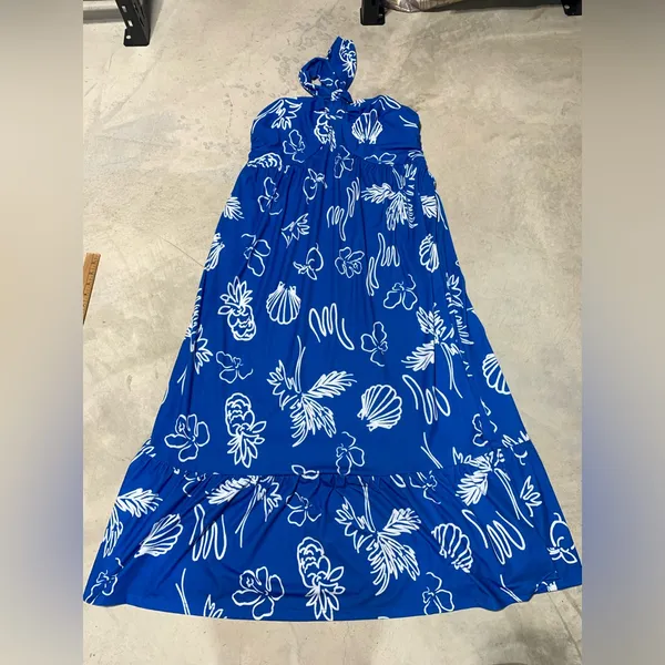 NWT Grace Karin Blue ocean Floral Halter Maxi Dress large - Image 2