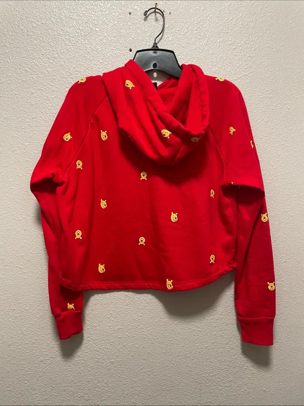Disney Red Winnie the Pooh Cropped Hoodie Sweatshirt - Women - Image 3