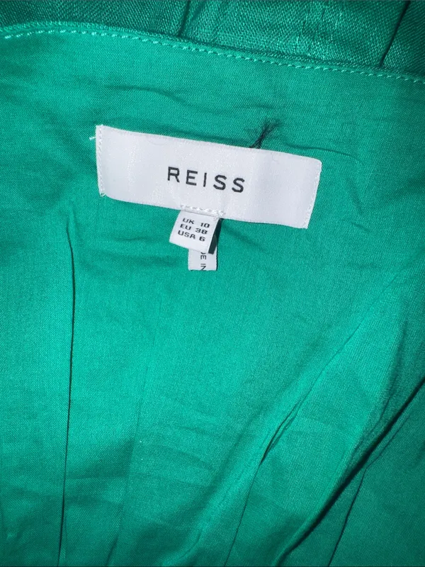 NEW Reiss Kay Green Tie Detail Linen Midi Dress Sz 6 - Image 7