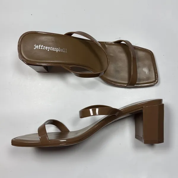 Jeffrey Campbell Sandals Tan Beige Jamm-3 Jelly Slide Block Heels S-513 Sz 10 - Image 8