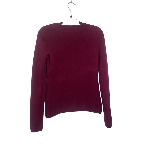 Barrow & Grove Womens Burgundy‎ 100% Cashmere Crewneck Sweater Medium Preppy - Image 3