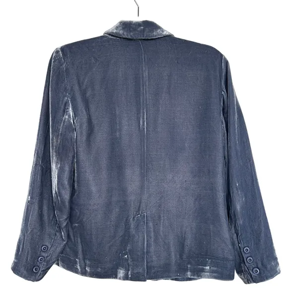 Sundance Women's Beau Blue Velvet Silk Lined Floral Blazer Jacket ,Size 4P, EUC - Image 3