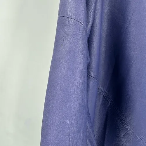 Wilsons Leather Trench Coat Womens M Blue Thinsulate Zip Lining Vintage 90s - Image 9