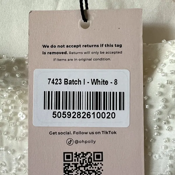 Oh Polly Alsace Embellished Square Neck Mini White size 4 New - Image 8