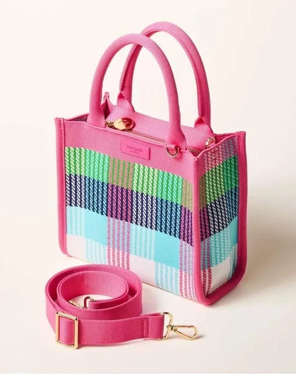 Kate Spade x Target Pink Plaid Knit Crossbody Bag - Image 2