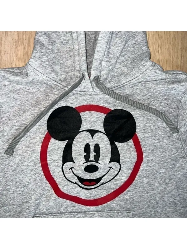 Disney Gray And Red Mickey Mouse Sweatshirt Hoodie Size Medium - Image 2