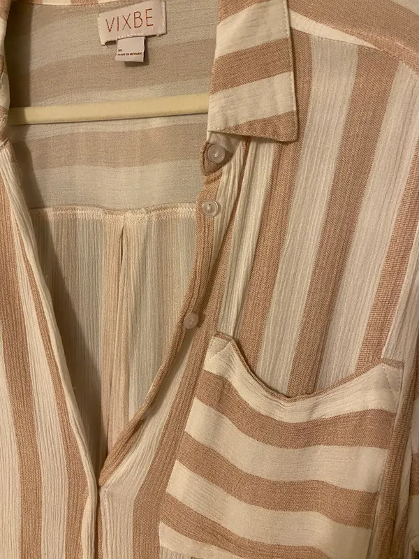 Stitch Fix Pink & White Striped Button Up Shirt - Image 5