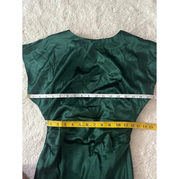 Lulus Captivating Presence Cowl Back Satin Maxi Dress small Green Formal NWT - Image 8