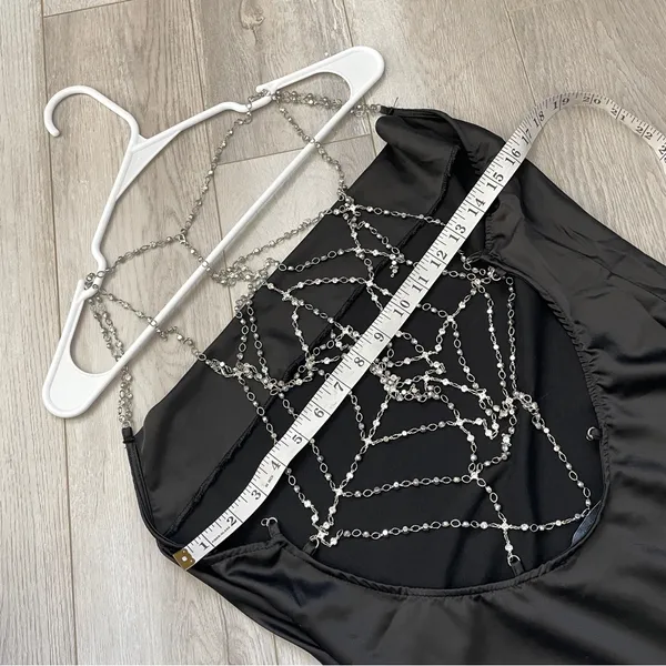 Dolls Kill Dress NWT widow cowl chain back mini womens Black (large) going out - Image 3