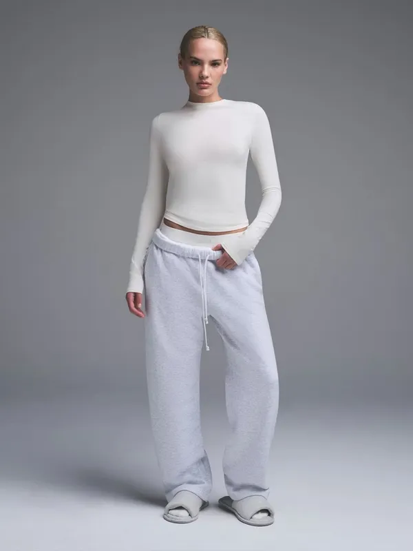 Skims cotton jersey LONG SLEEVE T-SHIRT women's size XXS in marble NWT - Image 2