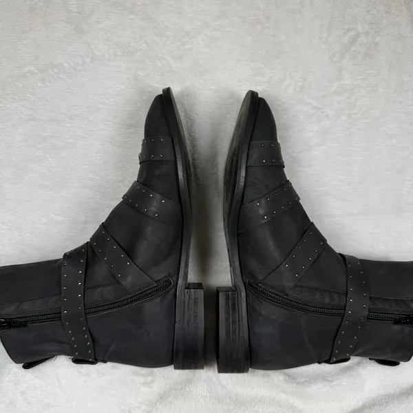 Free People Cyd Buckle Boot‎ Black Leather Studded Moto Ankle Boots Spain 36 - Image 6