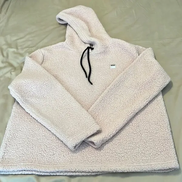 Fila szXL (seems smaller) pink pull over sherpa style hoodie GUC - Image 2