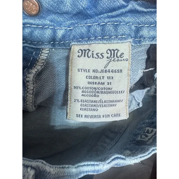 Miss Me Signature Skinny Jeans 30 Light Wash Sequin Embroidered Flap Pocket Y2K - Image 9