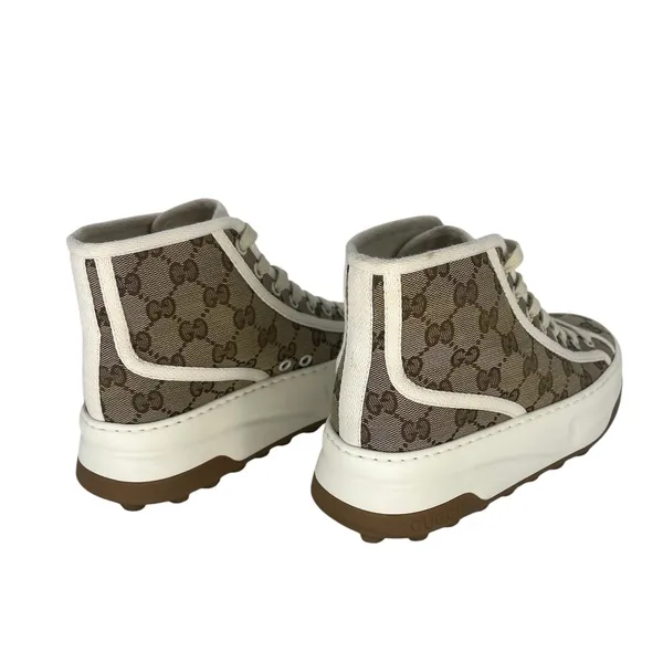 Gucci GG Canvas‎ Platform High Top Sneakers Beige Size 37.5 - Image 15