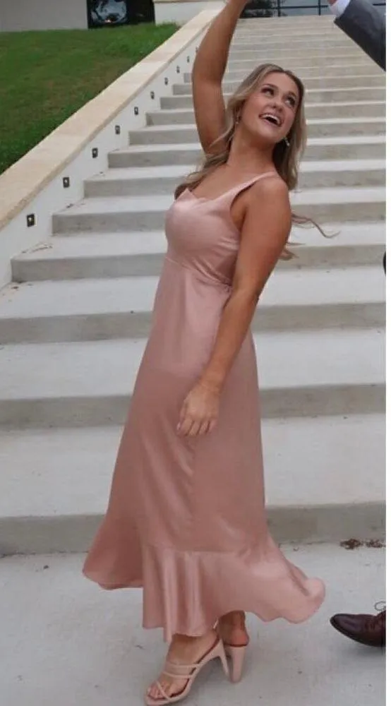 Show Me Your Mumu Claire Midi Dress in Rose Gold Luxe Satin size Small - Image 7