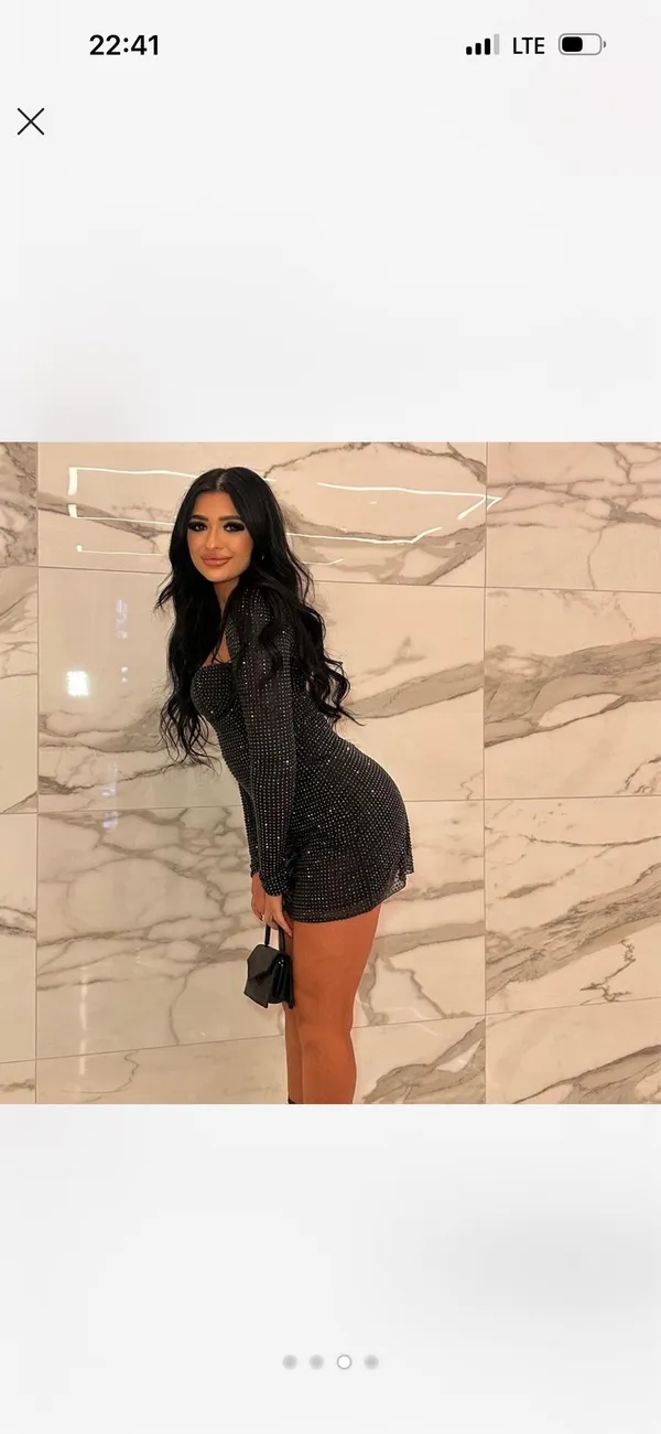 Black Oh Polly Mini Dress Long Sleeve Embellished - Image 3