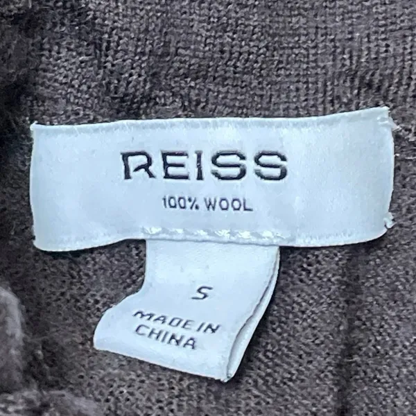 REISS 100% Wool Brown Sleeveless Knit Crinkled Mock Neck Sweater Vest Top Size S - Image 4