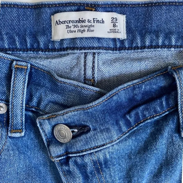 Abercrombie & Fitch 90s Straight Ultra High Rise Crossover Jeans Blue‎ 29 8R - Image 3