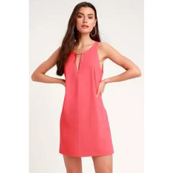 Lulu's Women's Size‎ Medium Pink Coral Near Or Bar Shift Dress - Image 3