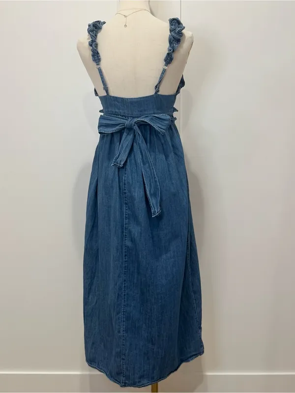 Urban Outfitters Kimichi Blue Kenzie Empire Denim Midi Dress Small Western Boho - Image 6