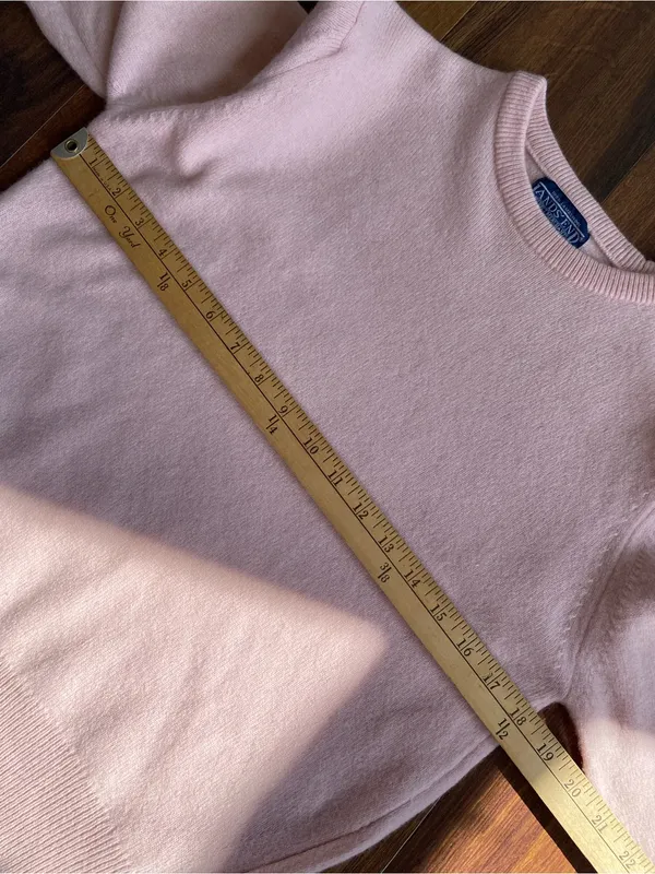 VTG Lands End 100% Lambswool Made in England Crewneck Sweater Jumper Pink S - Image 6