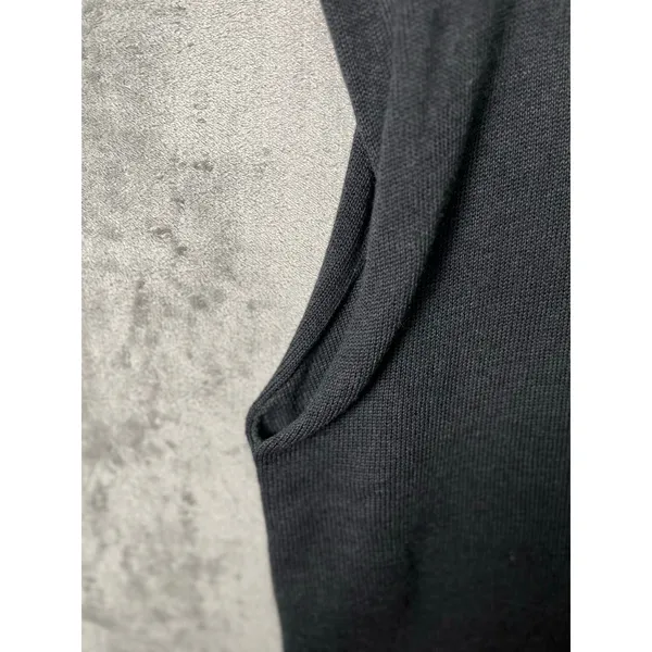 Été Noir Pima Cotton Charcoal Knit Mini Dress Minimalist Euro Chic Ribbed Sheath - Image 3