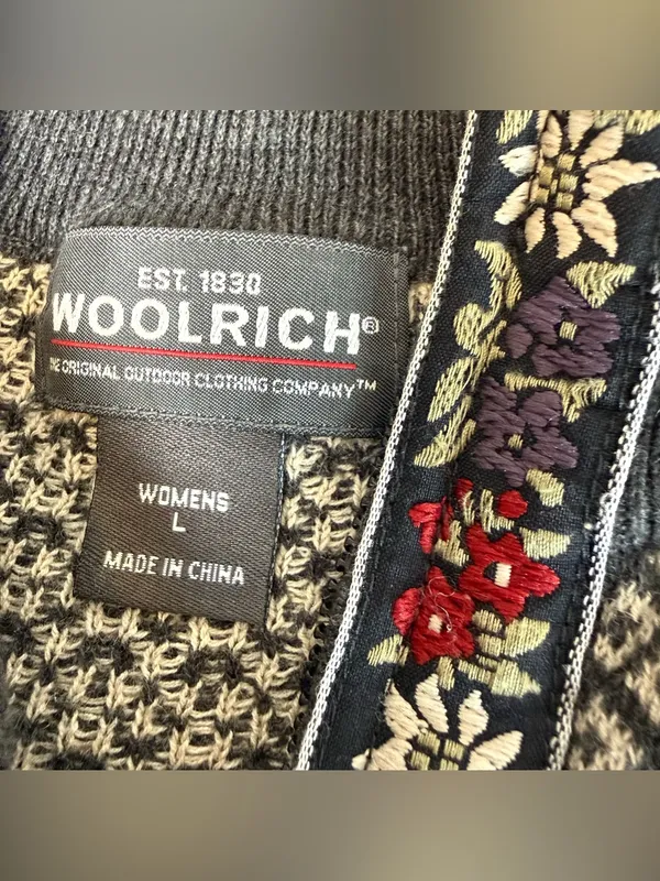 Vintage Y2K Woolrich Fair Isle 1/4 Quarter Zip Sweater Womens Large Gray Beige - Image 6